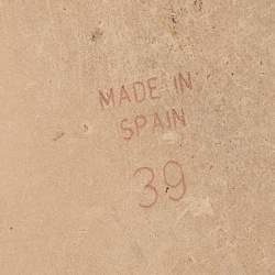 Pre Owned René Caovilla Peach Snakeskin Embossed Leather Crystal Embellished Espadrille Flats Size 39