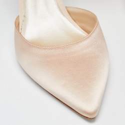 René Caovilla Beige Satin Crystal Embellished Ankle Wrap Sandals Size 39