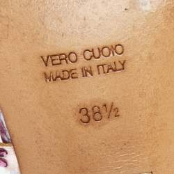 Pre Owned René Caovilla Pink/Purple Crystals Studded Satin and Metal Cleo Ankle-Wrap Sandals Size 38.5