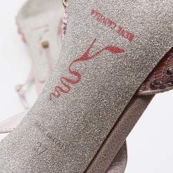 Pre Owned René Caovilla Pink Fabric Cinderella Slingback Sandals Size 37