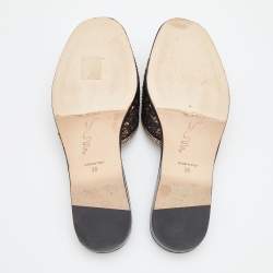 Pre Owned René Caovilla Metallic Copper/Black Python Crystal Embellished Flat Slide Size 36