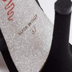 Rene Caovilla Black  Fabric And Mesh Chiffon Crystal Embellished Slide Sandals Size  37