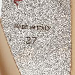 Pre Owned René Caovilla Metallic Gold Satin Cleo Crystal Embellished Sandals Size 37