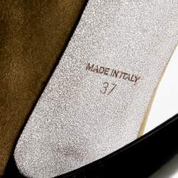 Pre Owned René Caovilla Khaki Green Suede Crystal Embellished Ankle Boots Size 37