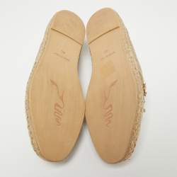 Pre Owned René Caovilla Metallic Gold Lace And Leather Crystal Embellished Espadrille Flats Size 40