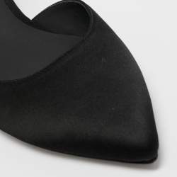 Rene Caovilla Black Satin Embellished Ankle Wrap Flat Mules Size 38