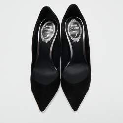 René Caovilla Black/Silver Suede and Leather Decollete Pumps Size 36