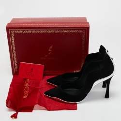 René Caovilla Black/Silver Suede and Leather Decollete Pumps Size 36