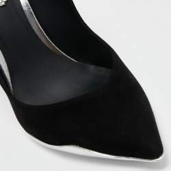 René Caovilla Black/Silver Suede and Leather Decollete Pumps Size 36