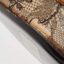 Pre Owned René Caovilla Brown/Black Lace and Calf Hair Bow Pointed Toe Pumps Size 40