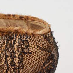 Pre Owned René Caovilla Brown/Black Lace and Calf Hair Bow Pointed Toe Pumps Size 40