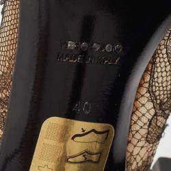 Pre Owned René Caovilla Brown/Black Lace and Calf Hair Bow Pointed Toe Pumps Size 40