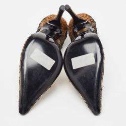 Pre Owned René Caovilla Brown/Black Lace and Calf Hair Bow Pointed Toe Pumps Size 40