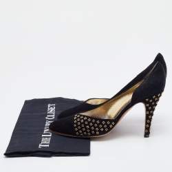René Caovilla Black Suede Embellished D'Orsay Pumps Size 38
