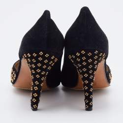 René Caovilla Black Suede Embellished D'Orsay Pumps Size 38