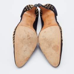 René Caovilla Black Suede Embellished D'Orsay Pumps Size 38