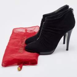 René Caovilla Black Suede Crystal embellished Ankle Length Boots Size 39