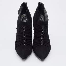 René Caovilla Black Suede Crystal embellished Ankle Length Boots Size 39