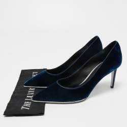 Pre Owned René Caovilla Blue Velvet Grace Pointed Toe Pumps Size 39