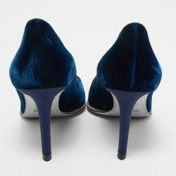 Pre Owned René Caovilla Blue Velvet Grace Pointed Toe Pumps Size 39