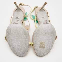 Pre Owned René Caovilla Multicolor Lizard Embossed and Leather Caterina Sandals Size 39