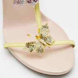 Pre Owned René Caovilla Multicolor Lizard Embossed and Leather Caterina Sandals Size 39