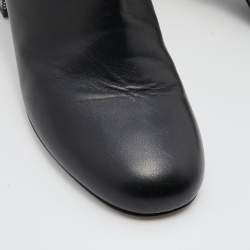 Pre Owned René Caovilla Black Leather Ankle Length Boots Size 37.5