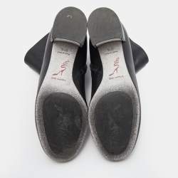 Pre Owned René Caovilla Black Leather Ankle Length Boots Size 37.5