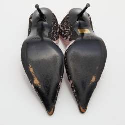 مملوكة مسبقًا René Caovilla Black/Pink Lace and Satin Pointed Toe Slingback Pumps Size 37