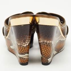 René Caovilla Brown Python Slide Wedge Sandals Size 35