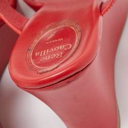 René Caovilla Red Crystal Embellished Satin Wedge Platform Sandals Size 41