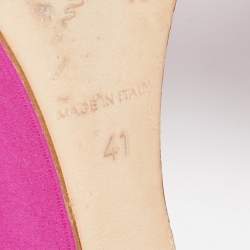 Pre Owned René Caovilla Pink Satin Crystal Embellished Wedge Slide Sandals Size 41