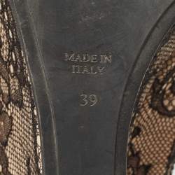 Pre Owned René Caovilla Black/Beige Mesh and Satin Wedge Sandals Size 39