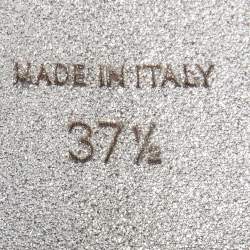 Pre Owned René Caovilla Silver Crystal Embellished Satin Cleo Ankle Wrap Sandals Size 37.5