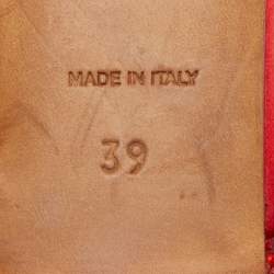 Pre Owned René Caovilla Red Crystal Embellished Satin Strappy Flats Size 39