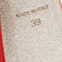 Pre Owned René Caovilla Red Leather Crystal Cleo Sandals Size 39