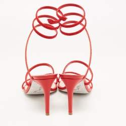 Pre Owned René Caovilla Red Leather Crystal Cleo Sandals Size 39