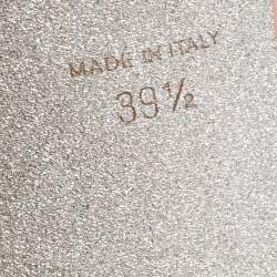 Pre Owned René Caovilla Pink Lace and Leather Crystal Embellished Slingback Pumps Size 39.5