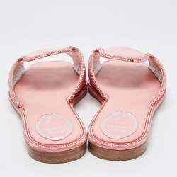 Pre Owned Rene Caovilla Pink Satin Crystal Embellished Flat Slides Size 40