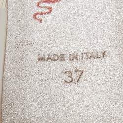 مملوكة مسبقًا Rene Caovilla Silver Crystal Embellished Satin Cleo Sandals Size 37