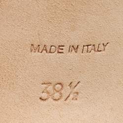 Pre Owned René Caovilla Metallic Gold Crystal Embellished Leather Ankle Strap Sandals Size 38.5