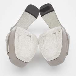 René Caovilla Silver Leather Wedge Sandals Size 36