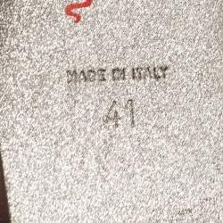 Pre Owned Rene Caovilla Black Satin Crystal Embellished Ankle Wrap Flats Size 41