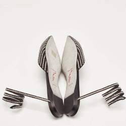 Pre Owned Rene Caovilla Black Satin Crystal Embellished Ankle Wrap Flats Size 41