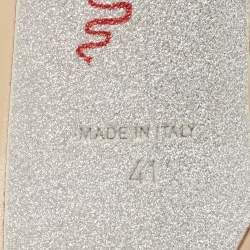 Pre Owned René Caovilla Gold Leather Crystal Embellished Cleo Ankle Strap Sandals Size 41