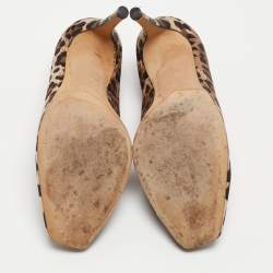 Pre Owned René Caovilla Brown/Beige Satin Crystal Embellished Pumps Size 37