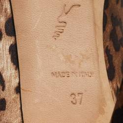 Pre Owned René Caovilla Brown/Beige Satin Crystal Embellished Pumps Size 37