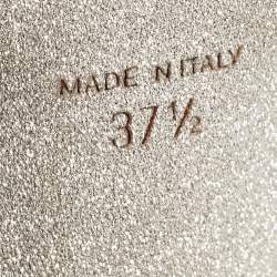 Pre Owned René Caovilla Metallic Gold Fabric Ankle Strap Sandals Size 37.5