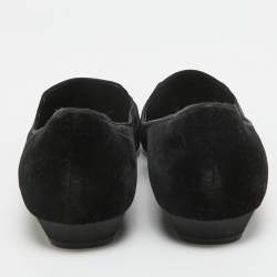 Pre Owned René Caovilla Black Velvet Crystal Embellished Slip On Smoking Slippers Size 41