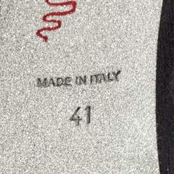 Pre Owned René Caovilla Black Knit Fabric Embellished Sock Boots Size 41